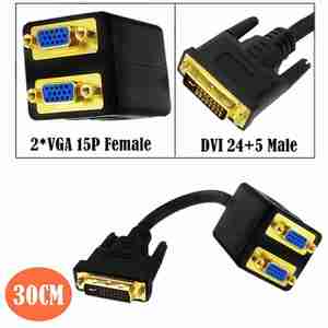DVI to <strong>VGA</strong> *<strong>2</strong> Twin Connection Cable. <strong>VGA</strong> Computer Connection Cable. DVI (24+5 Pins) Male to <strong>VGA</strong> (15 Pins) Female. - Product Image 2