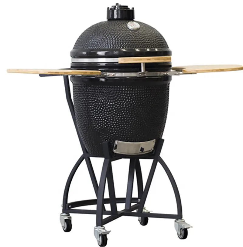 Parrilla de cerámica de 22 ", suministro directo de fábrica, nuevo diseño de metal, fácil de mover, kamado