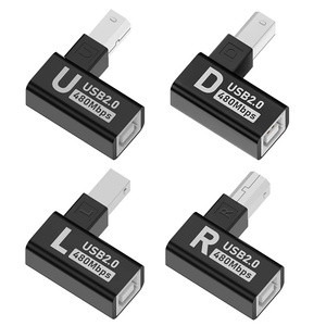Adaptador de impresora USB 2,0 USB 2,0 macho a hembra 90 grados USB B adaptador de impresora convertidor de enchufe de extensión para Escáner de impresora