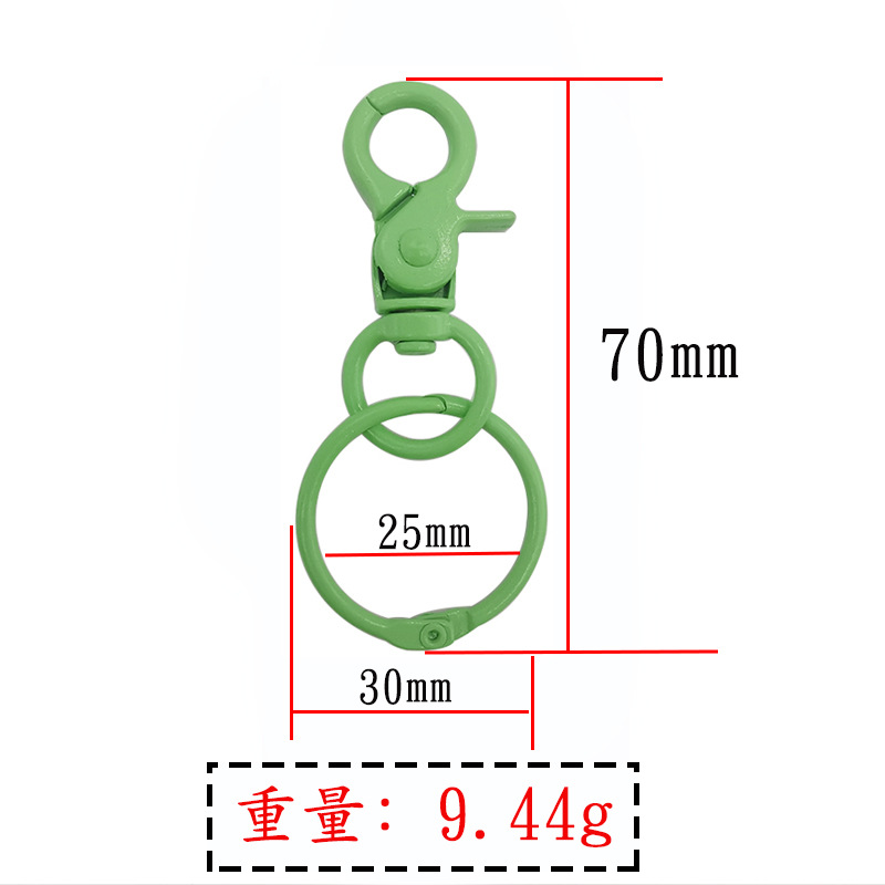 GTQ70C4170x30mm Light Green Round Hook Book Ring Alloy