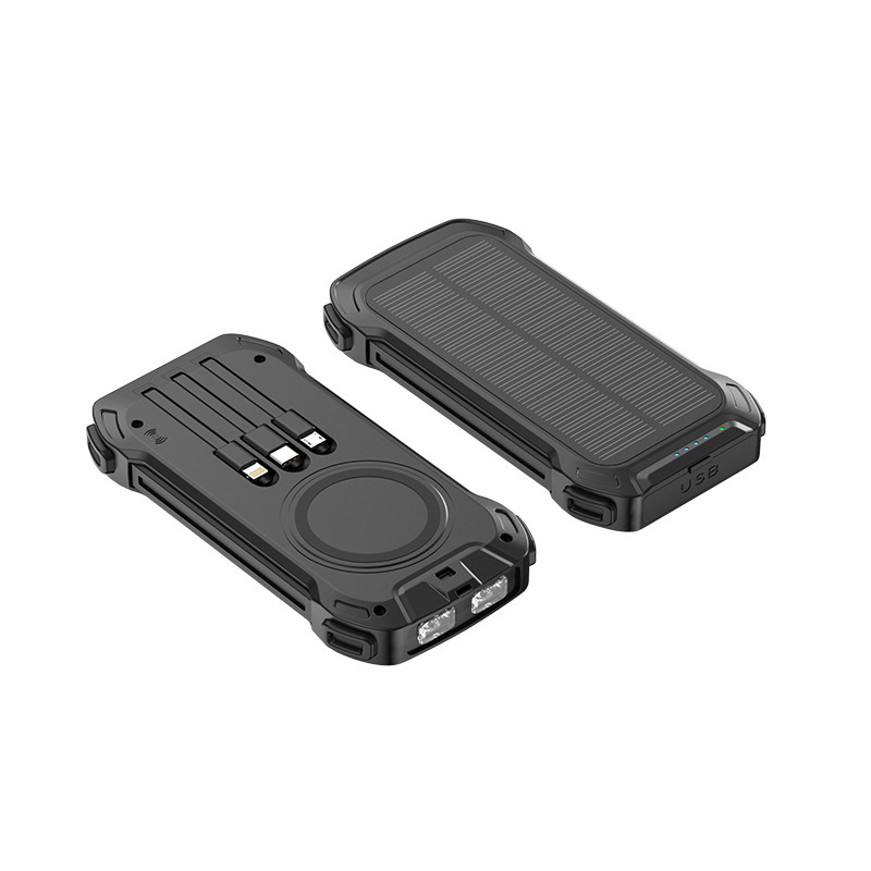 Batterie externe solaire avec chargement sans fil - Noir