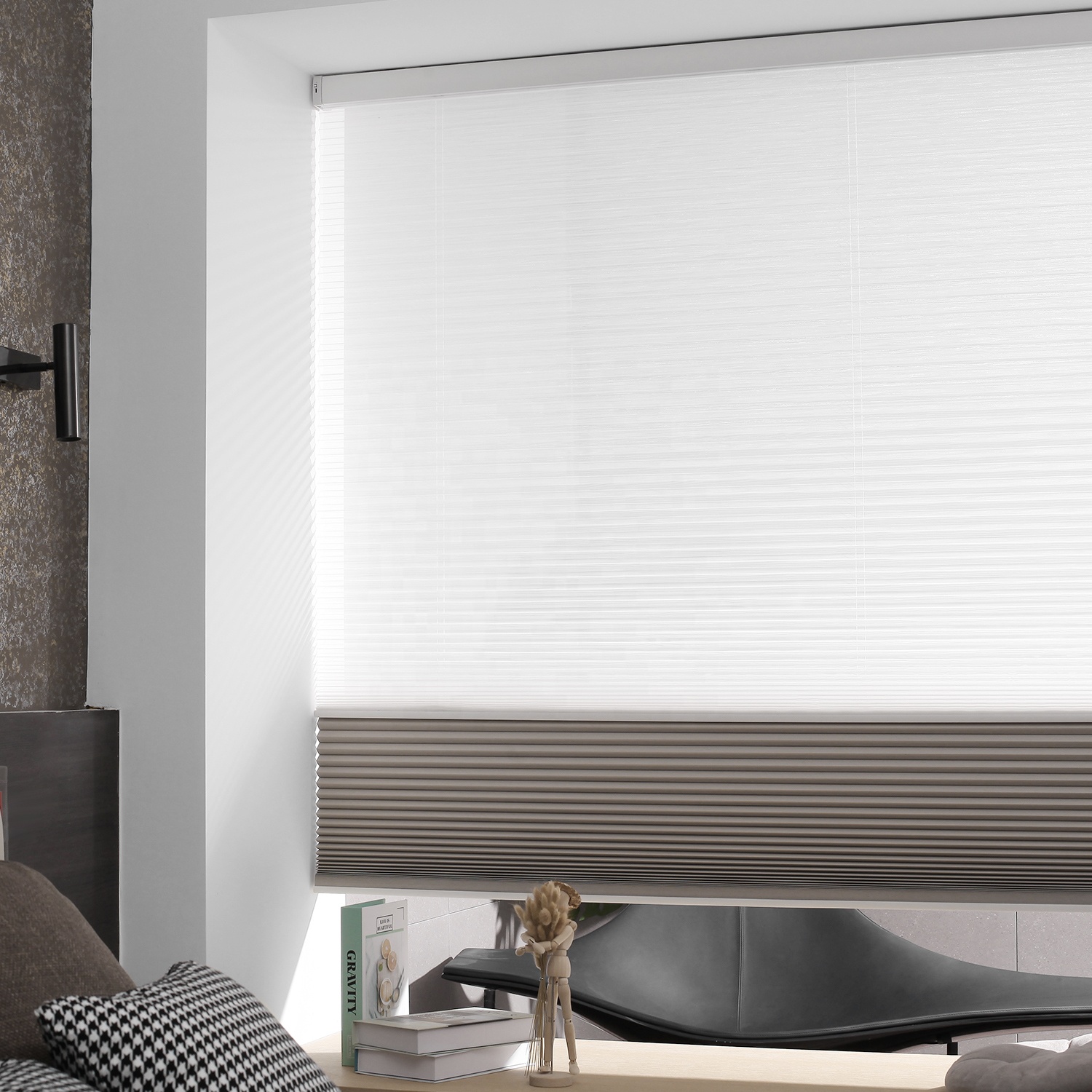 White Sheer + Grey Blackout