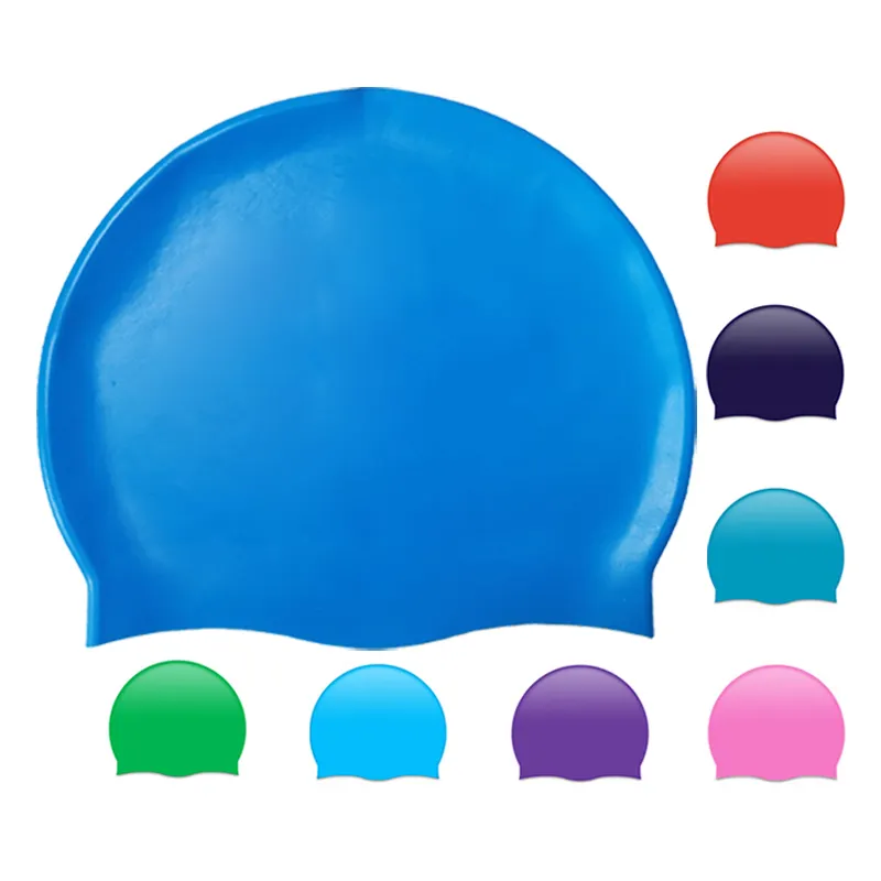 Touca de natação de silicone antiderrapante para crianças e adultos com cabeça respiratória impressa personalizada