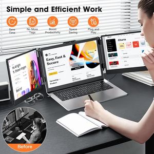 Extensor portátil para computadora portátil Triple 14 \ "FHD 1080P IPS Pantallas Diferentes sistemas Tipo C Triple Monitor System S2 Pantalla Altavoz - Product Image 5