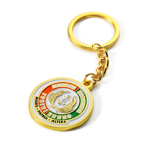 定制软珐琅小圆形可雕刻金色金属钥匙扣手提袋 - Product Image 1