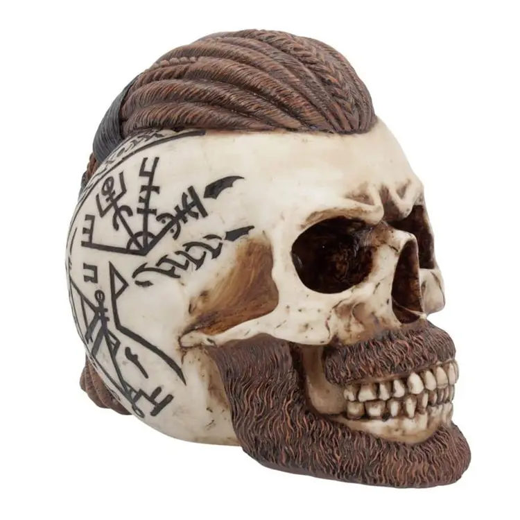 Polyresin Cranio Ragnar Cranio 16 centimetri Figurine Avorio, Resina