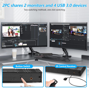 2x2モニターディスプレイポートKvmスイッチ2コンピュータ2 in 2 Out Usb 3.0デュアルモニター + dp KvmスイッチIrコントローラ付き - Product Image 4