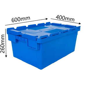 Caja de almacenamiento Caja de plástico Tapa adjunta Contenedor Anidamiento Logística Móvil Caja de rotación industrial