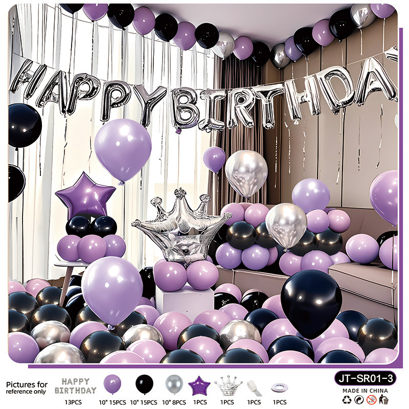 Ensemble couronne violet noir argent Jt-sr01-3