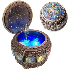 Custom Vintage <strong>Wind</strong> <strong>up</strong> Constellations Rotating Goddess Twinkling Resin Carved Mechanism Music Box with <strong>LED</strong> - Product Image 1