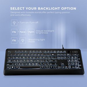 Large Font <strong>Keyboard</strong> LED <strong>Backlight</strong> USB Wired <strong>Keyboard</strong> - Product Image 4