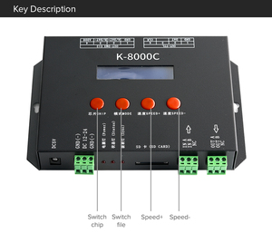 K-8000C LED Pixel Controller programmabile DMX512 SPI RGB/RGBW 1024 Pixel con supporto scheda SD Controller Display a matrice LED