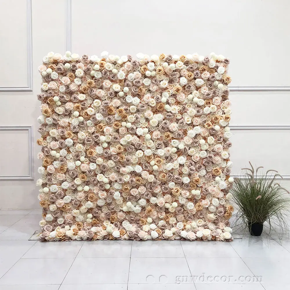 2023 New popular hot sale Artificial Flower Backdrop Party Backdrop Wall Decoration Photo booth Flower 5D Rolled Up Luxury