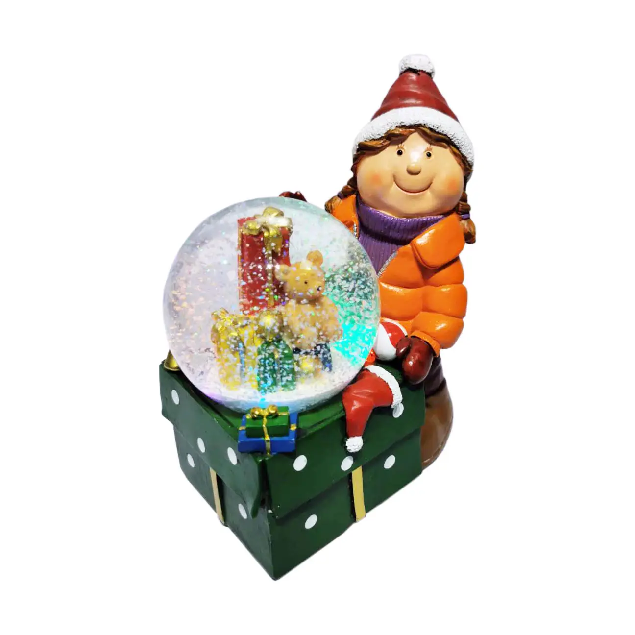 Regalo unico di natale palla di neve per interni in resina artificiale musica palla di vetro con tema mascotte Souvenir creativo fiocco di neve