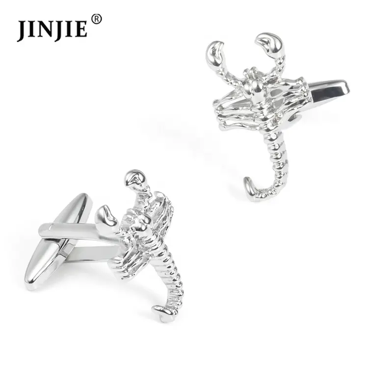 Boutons de manchette Scorpion en cuivre couleur argent vente en gros