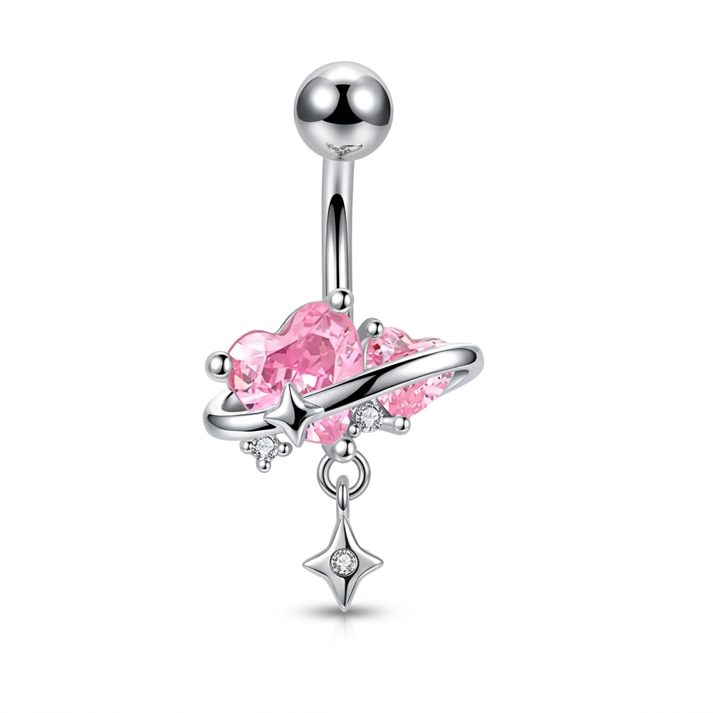 Ciondolo stella quadrilatera rosa