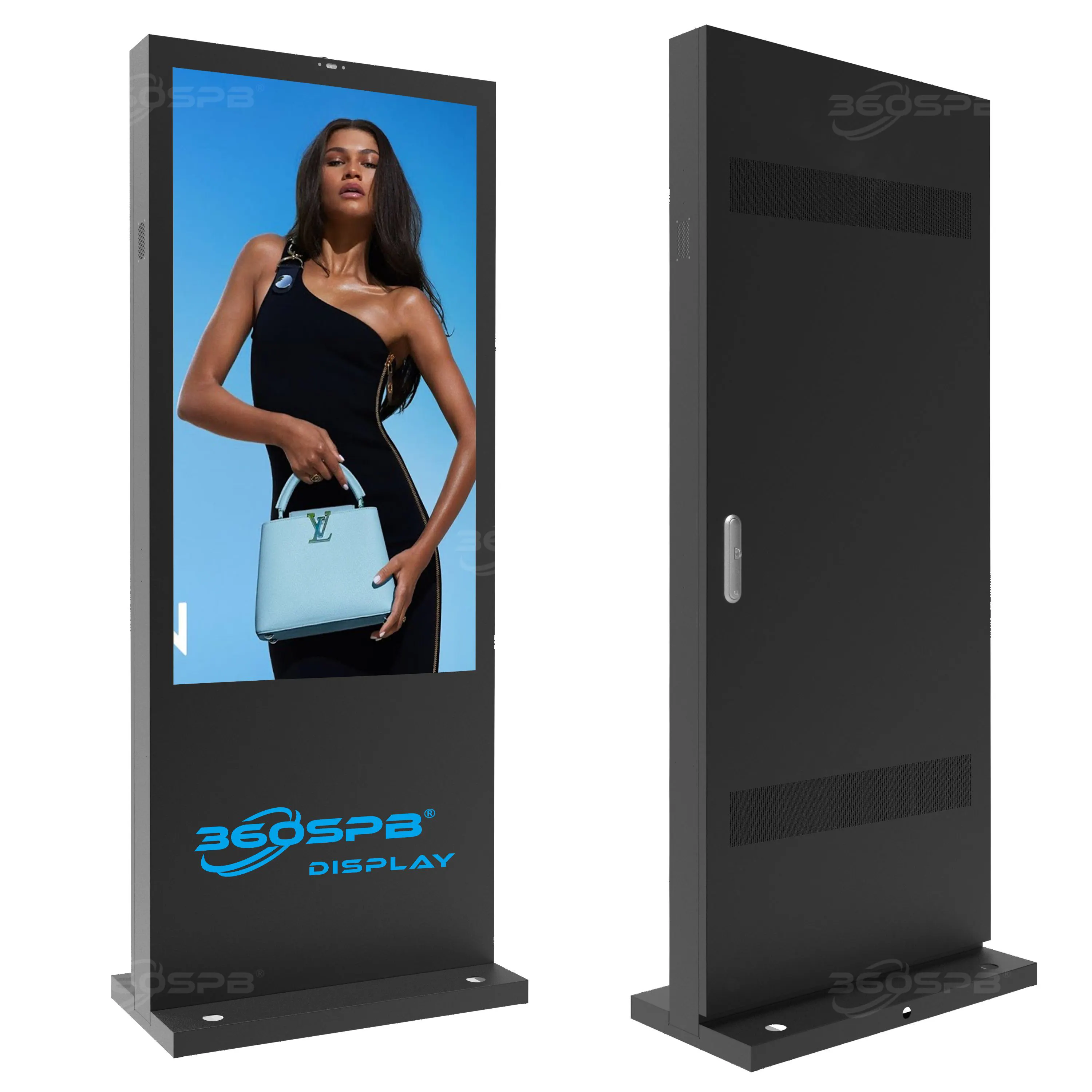 360SPB ประเภท B 49 ''จอแสดงผล LCD สําหรับหน้าจอโฆษณา 4K วิดีโอกลางแจ้งยืนป้ายดิจิตอล Android 11 หน้าจอสัมผัส