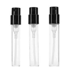 可再填充1.5毫升2毫升2.5毫升透明喷雾玻璃瓶迷你香水喷雾瓶雾化器，带黑白透明盖 - Product Image 2