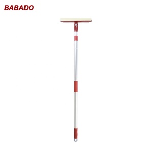 2-in-1 12&quot; 30cm Telescopic Al Long Pole Glass <strong>Window</strong> Cleaning Wiper <strong>with</strong> Rubber Squeegee Sponge Brush and Rotatable Head