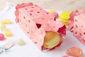 Özel yapılmış logo ayrışabilir kurabiye kutusu pembe şeker şekilli beyaz karton Nougat bisküvi kutusu çocuk günü için - Product Image 2
