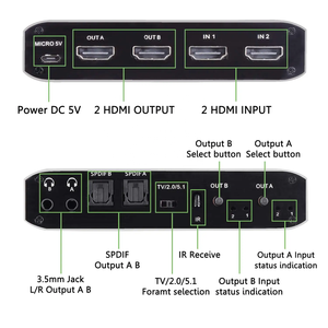 2x2 4K HDMI Matrix HDMI2.0b 4K 60Hz Switcher Splitter 2 en 2 Out Audio Extractor Soporte HDCP2.2