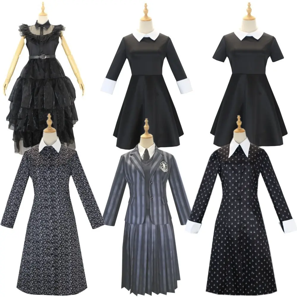 Cadılar bayramı Cosplay yeni film ve TV Adams çarşamba kostüm farklı tasarımlar baskı Adams aile elbise