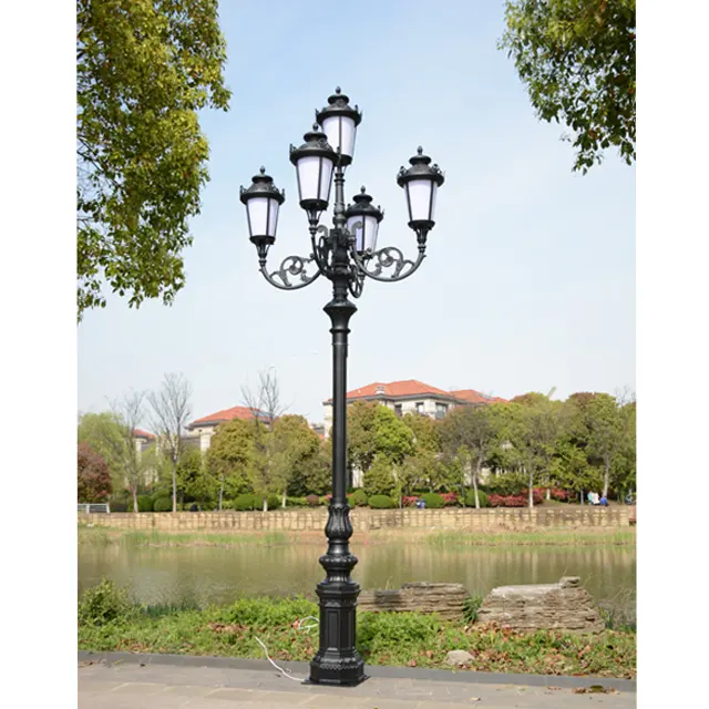 5 Tahun Garansi Luar Ruangan Klasik Tahan Air LED Lampu Taman Antik Lampu Jalan dan Tiang Aluminium Lampu Taman