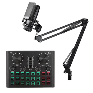 Gran oferta, soporte de escritorio, transmisión en vivo, grabación de estudio, mezclador de Audio, tarjeta de sonido V8 Plus, conjunto de micrófono con cable de condensación - Product Image 1