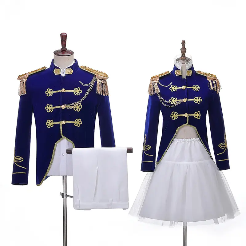 Unisex Medieval Renaissance Victorian Prince Cosplay Costume Royal Court Blazer Suit Theater Navy Captain Officer Sailor Costume