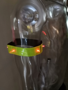 Yellow <strong>and</strong> Red LED Prismatic Reflective Sheet Armband with Cell Battery - Product Image 4