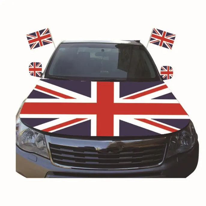 Preiswerter Sublimationsdruck Fußballfansupport Vereinigtes Königreich UK Motorhaube-Flagge für Auto Motor