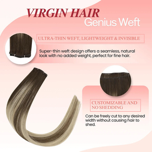 Genius Weftプリループレミーヘアエクステンション用バタフライ染めブラジル髪ライトカラー