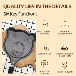 Hiện đại DIY ăn sáng khuôn Pan sáng tạo không dính đồ nấu nướng với gấu ếch Smiley Omelette khuôn mini phẳng kim loại Fry Pan không khói - Product Image 2