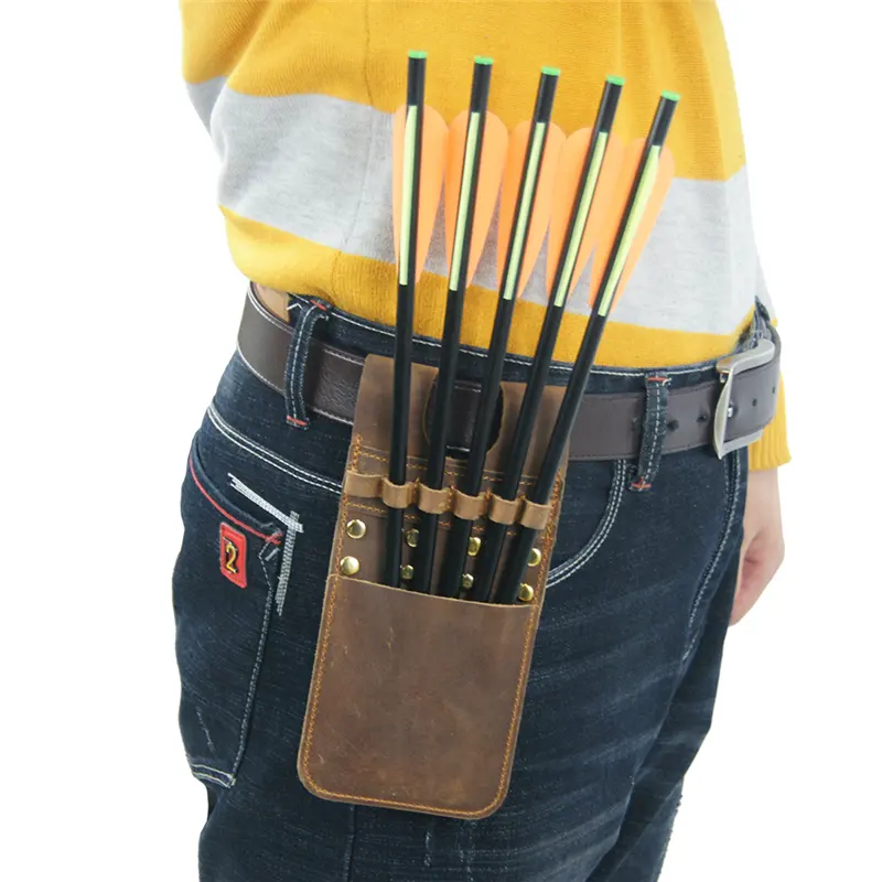 Aljaba de bolsillo de flecha de tiro con arco tradicional, soporte de cintura y cadera para juego de caza, funda de 6 flechas, bolsa de transporte