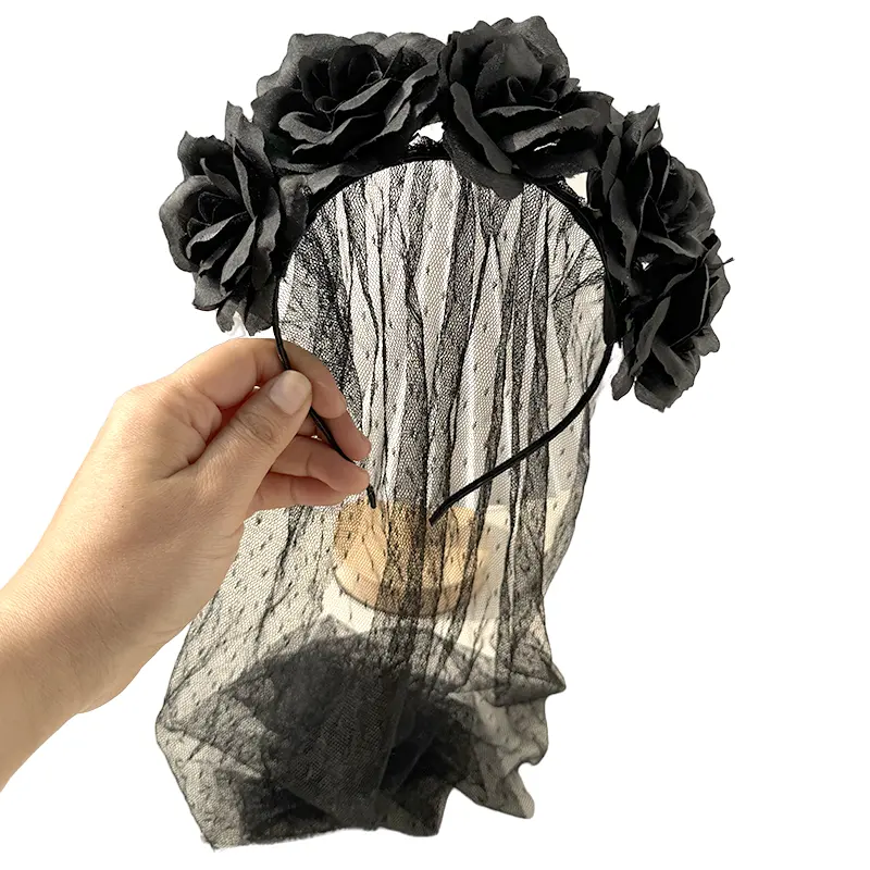Fiori artificiali messicani cerchio per capelli ragazze nastri floreali festa di Halloween il velo morto accesorios para mujer fasce per la testa
