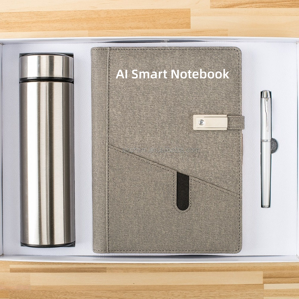 Cuaderno inteligente con IA + bolígrafo + termo