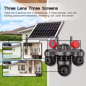 Cámara CCTV inalámbrica 4G IP 3 lentes 3 pantallas 6MP HD Red exterior PTZ Seguridad CMOS Tarjeta SD Almacenamiento DE DATOS Estilo reflector