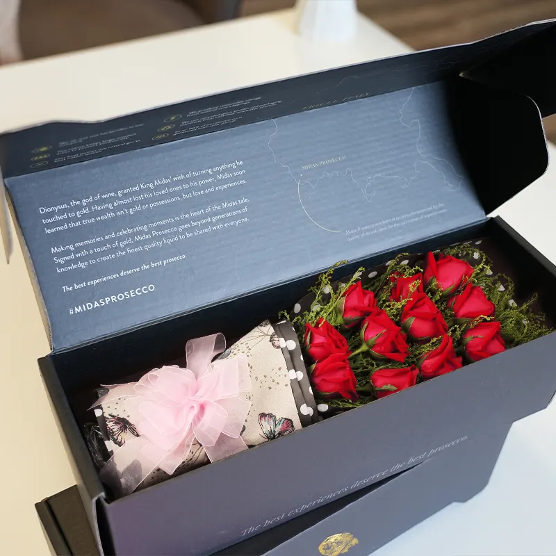 Gift Box Packaging Flower Flip Box Packaging Square Shape Wedding Bouquet Rose Flower Box For Flower Shipping