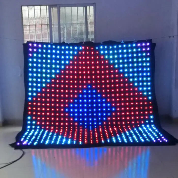 Nouvelle technologie comment faire un rideau vidéo led P10 P9mm led vidéo rideau location led vidéo rideau écran affichage flexib