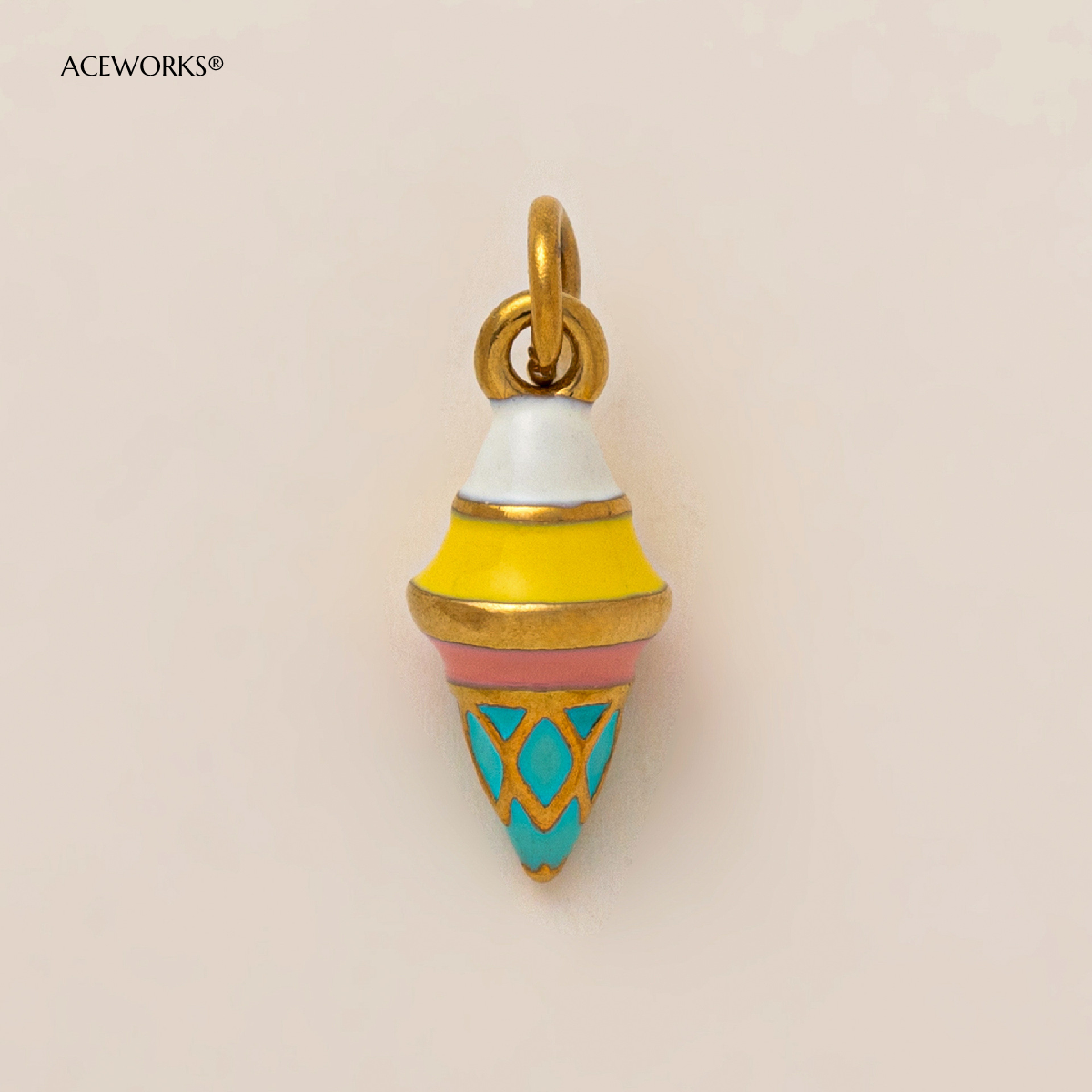 Pendentif glace bleu, rose, jaune et blanc