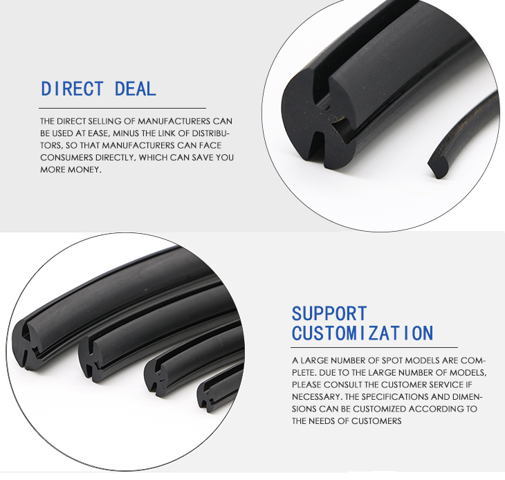 Custom Extruded Profile Aluminium Window Door Car Weather Glass Bottom Edge Epdm Rubber Seal Strip