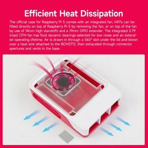 Offizielles Schutzhülle aktiver Kühlventilator-Kit verspiegelte Speicherkarte Netzwerkkabel Zubehör Raspberry Pi 5 Stromversorgungskits - Product Image 6