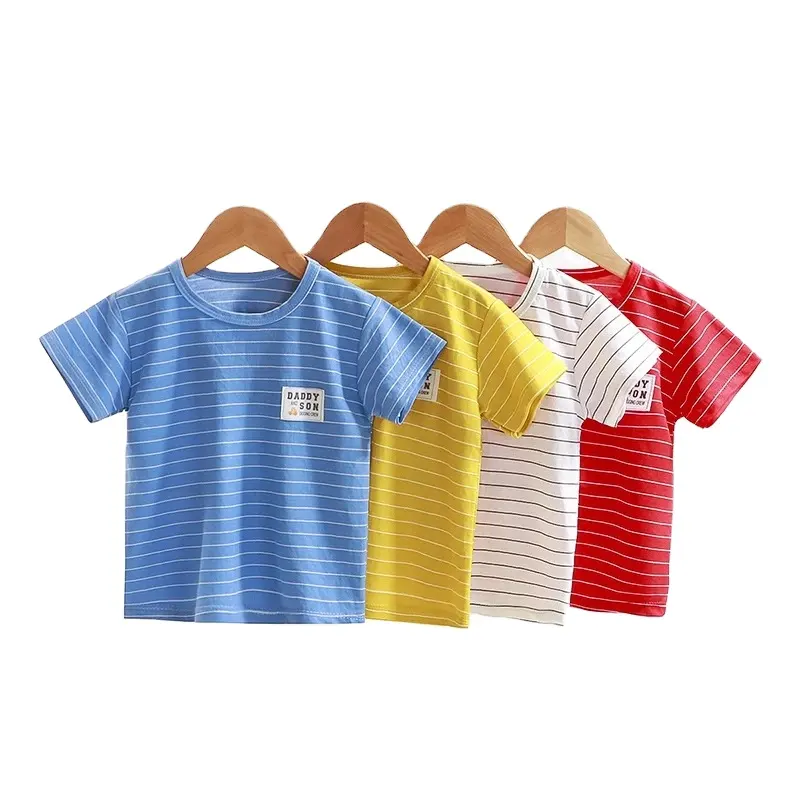 Camiseta de manga corta para niños y niñas, Tops informales de algodón para bebés, verano, 2021