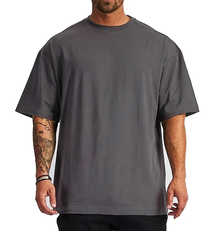 Camiseta de algodón liso para hombre Diseño de hombro caído de gran tamaño al por mayor sin etiqueta camisetas unisex