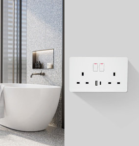 Enchufe de pared del Reino Unido, interruptor de alimentación doméstico, interruptor doble con interfaz tipo C y USB, uso multifunción,