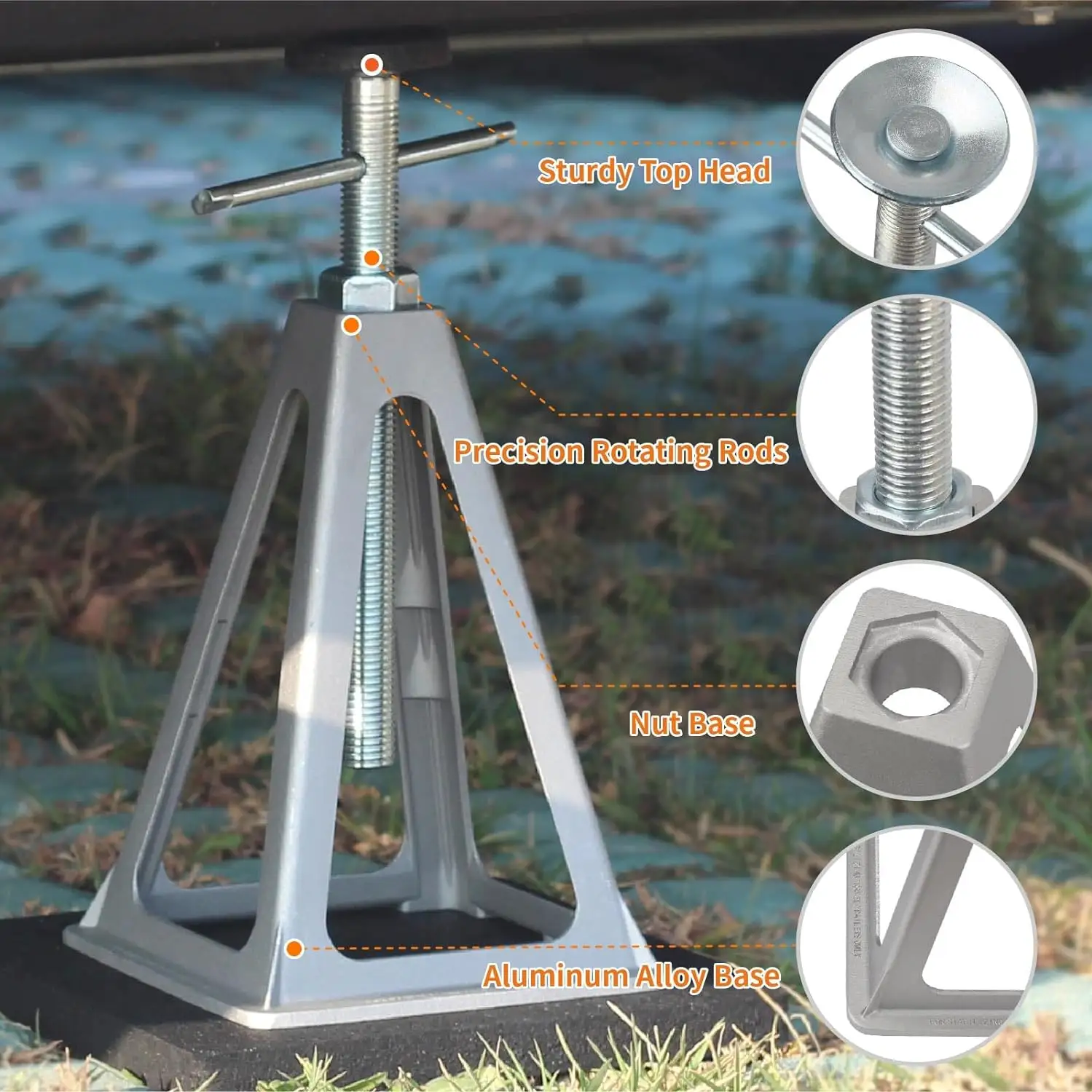 Martinetti stabilizzatori RV in alluminio 2 Pack con dadi a vite aggiuntivi per supporto Camper rimorchio RV fino a 6000 Lbs