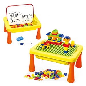 3 In 1 çocuk eğitim masası oyuncak manyetik yazı tahtası oyuncak yapı taşları set masa - Product Image 1