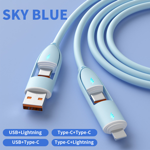 Durable Silicone Charge Cable Rich Colors Color Scheme <strong>2</strong> <strong>in</strong> <strong>1</strong> Design Plug High Quality Charging Cable for Multiple Devices - Product Image 3