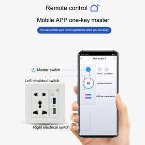 Smart Multi-funktion 1 Gang Schalter 5 Pin Universal Outlet USB Stecker WiFi Drahtlose Elektrische Wand Montiert Buchse - Product Image 5