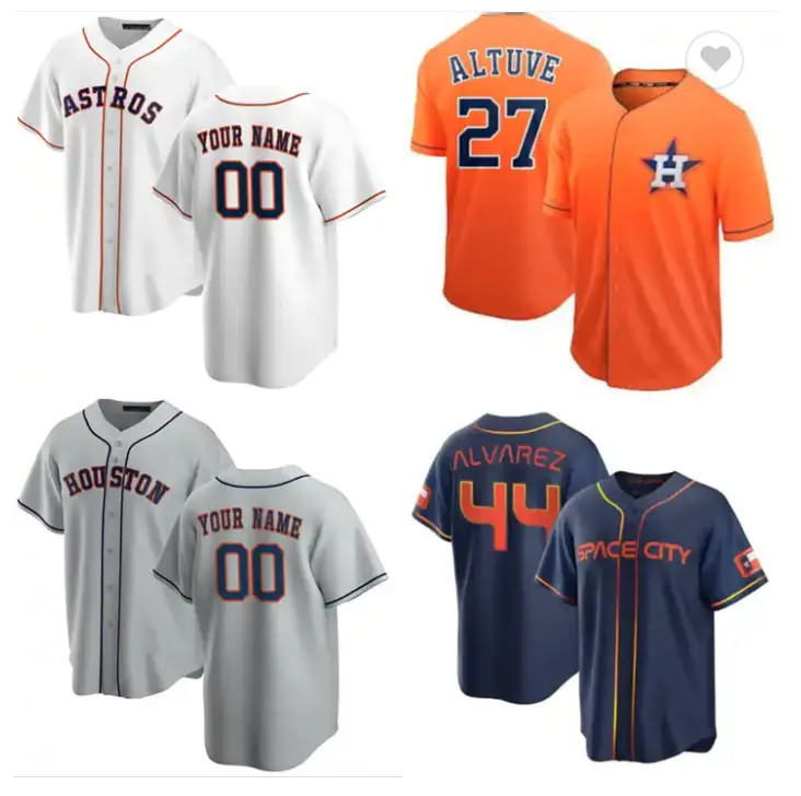 Novo Costurado Espaço Cidade Conectar Baseball Jersey Houston Astrooo #27 Jose Altuve #44 Yordan Alvarez Top Bordados Jersey